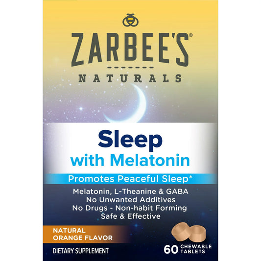 3 Pack - Zarbee's Naturals Adult Sleep Chewable Tablets - Natural Orange Flavor - 60 ct